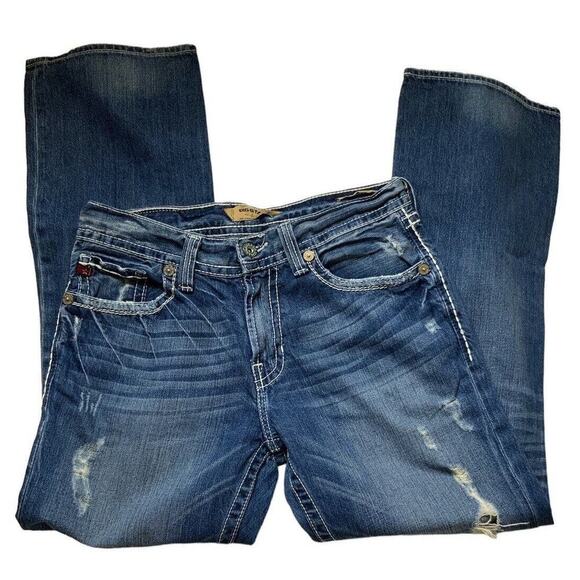 Big Star Pioneer Jeans Men's Size 33R Bootcut Distressed Big Stitches Blue Denim - Picture 5 of 12